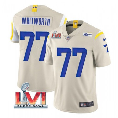 Camiseta Hombre NFL Los Angeles Rams Andrew Whitworth 77 Bone 2022 Super Bowl LVI Vapor Limited Camiseta Hombre NFL Los Angeles Rams Andrew Whitworth 77 Bone 2022 Super Bowl LVI Vapor Limited